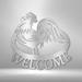 August Grove® Amaryss Welcome Rooster Steel Sign Wall Decor Metal | 11.75 H x 29.5 W x 0.048 D in | Wayfair 24CA5426C3294ED4804AFAB8544783D4