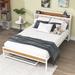 17 Stories Giovanni Full Metal Platform Bed w/ Twin trundle & headboard Upholstered/Linen in White | 39 H x 56 W x 82 D in | Wayfair