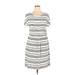 City Streets Casual Dress - A-Line Scoop Neck Short sleeves: Gray Stripes Dresses - Women's Size X-Large