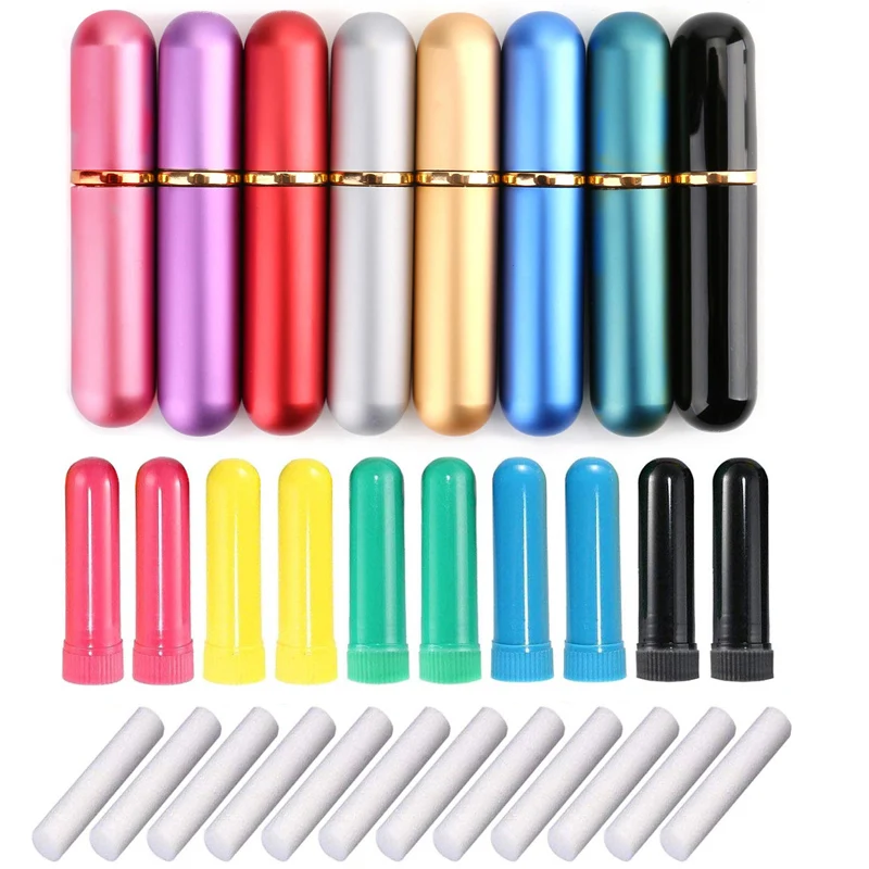 8/15/50 Satz Aluminium/PP Naseninhalator, blanko, BPA-frei, Inhalator-Etui für ätherische Öle, Aromatherapie-Inhalator-Sticks mit Baumwolldocht Image