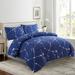 Printed Rayon from Bamboo Duvet Cover Fitted Sheet Ensemble Bedding Set with Zipper and Corner Tie, Navy Blue Asterism Galaxy