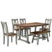 6-Piece Solid Wood Dining Table Set with Long Bench & 4 Dining Chairs