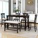 6-Piece Counter Height Dining Table Set with 4 Padded Dining Chairs and Bench, Table with Storage Shelf, Kitchen Dining Room Set