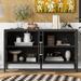 Retro Storage Cabinet Sideboard with Shelves, Accent Cabinet w/ 4 Metal Handles & 4 Doors, Buffet Cabinets for Hallway Entryway