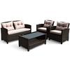 4-Piece Rattan Furniture Set with Armrest Table