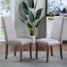 Set of 2 Linen Upholstered Dining Chairs - High-back Chairs, Copper Nails, Wooden Legs, Perfect for Restaurant