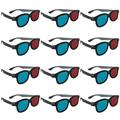 NUOLUX 20pcs Portable Plastic 3D Glasses Red Blue Lens Black Frame Cinema Glasses