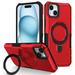 for iPhone 15 Plus Hybrid Case with Magnetic Ring Multi-Angle Stand for Women Men [Excellent Grip Feeling] Drop Protective Case Cover for iPhone 15 Plus 6.7 inch - Red