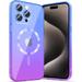 Magnetic Case for iPhone 15 Pro Max Case [Compatible with Magsafe] [Fluorescent Gradient Color] Slim Shockproof Soft TPU Protective Phone Case for Women Girls 6.7 Inch 2023 Blue Purple