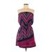 Express Casual Dress - Mini Open Neckline Sleeveless: Purple Chevron Dresses - Women's Size Medium