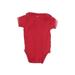 Carter's Short Sleeve Onesie: Red Print Bottoms - Size 6 Month