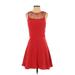 Parker Casual Dress - Mini Crew Neck Sleeveless: Red Print Dresses - Women's Size X-Small