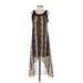Mac and Me Casual Dress - Midi Scoop Neck Sleeveless: Black Stripes Dresses - Women's Size 4
