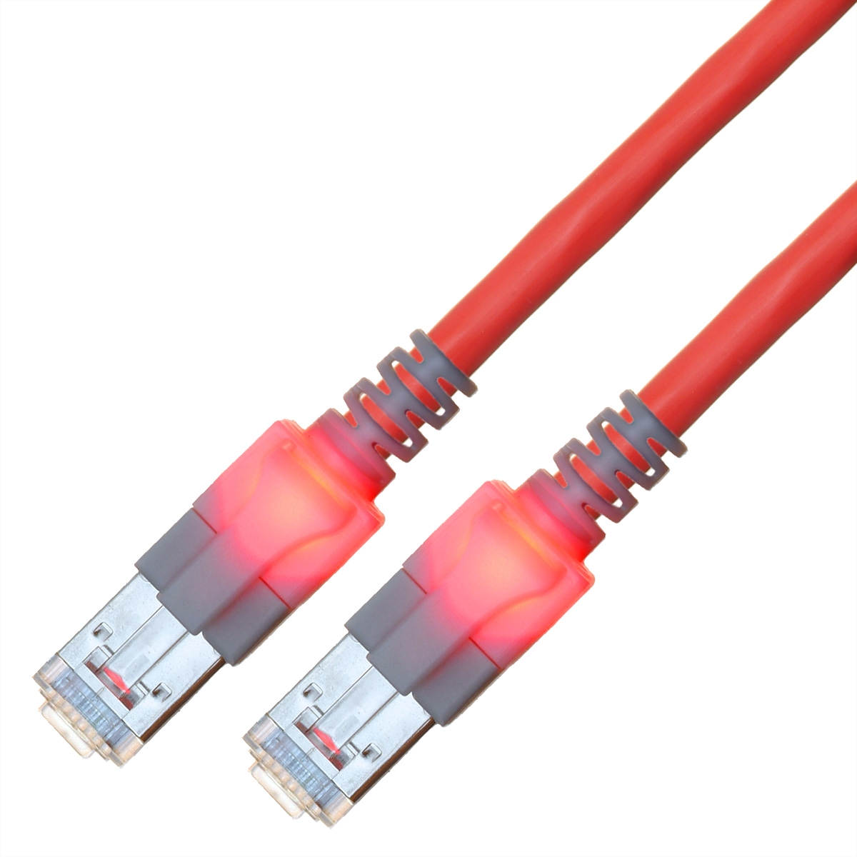 EasyLan DualBoot LED Patchkabel RJ45 S/FTP Cat.6 (Class E), mit saCon Stecker, LSOH, rot, 3 m Image