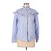 H&M Long Sleeve Button Down Shirt: Blue Tops - Women's Size 6