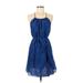 Banana Republic Casual Dress - A-Line Halter Sleeveless: Blue Print Dresses - Women's Size Medium