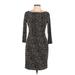 Lauren by Ralph Lauren Casual Dress - Sheath Boatneck 3/4 sleeves: Black Animal Print Dresses - Women's Size 10 Petite - Print Wash