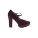 REPORT Heels: Pumps Chunky Heel Minimalist Burgundy Print Shoes - Women's Size 6 - Round Toe