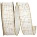 The Holiday Aisle® Striped Texture Elegance Linen Wired Edge Ribbon in White/Yellow | 1.5 H x 6 W x 6 D in | Wayfair