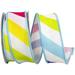 The Holiday Aisle® Multi Rainbow Diagonal Jumbo Stripe Deluxe Dupioni Wired Edge Ribbon Plastic | 1.5 H x 6 W x 6 D in | Wayfair