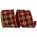 The Holiday Aisle® Diamond Check Glitter Velvet Wired Edge Ribbon in Red/Yellow | 2.5 H x 6 W x 6 D in | Wayfair F993A7F19BDA48DC8B46AA543C0D3031