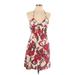 Guess Casual Dress - A-Line V-Neck Sleeveless: Ivory Print Dresses - Women's Size 11