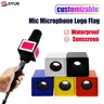 1 pz rosso/nero/giallo/bianco/blu ABS KTV Mic microfono Logo Flag Station intervista a forma