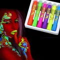 6pcs Halloween Glow Pop In Dark Face Black Light Paint UV Neon Face Body Paint Crayon Kit