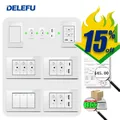 DELEFU White Tempered Glass Panel Tpye-c USB Brazil Standard Wall Socket Package 3gang Wall Switch