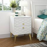 Topcobe Modern Design Nightstand for Bedroom Living Room 2 Drawer Bedside Table for College Dorm Hallway Easy Assembly Storage Cabinet for Sofa Couch White