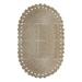 Casavani Scalloped Jute Area Rug Beige Oval Dining Room Carpets Outdoor Patio Rug 2x3 feet