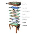 KICK Defender 48â€³ 10-in-1 Multi-Game Table (Brown) - Combo Game Table Set - Foosball Billiards Glide Hockey Ice Hockey Table Tennis Chess Backgammon Draughts Bowling Shuffleboard for Family