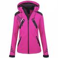 Lovskoo Winter Jackets for Women Fleece Lined Raincoat Wind Breakers Hiking Zip Up Hooded Outwear Rain Jacket Trench Coat Pink