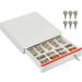 Cash Register Drawer for (POS) Point of Sale System with Front Round Corner 16 Removable Coin Tray 5 Bill 8 Coin 24V RJ11/12 Key-Lock Media Slot Money Drawer for Business Red Bar/White