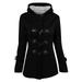 Lovskoo Women s Fleece Lined Duffle Coat Winter Coats Long Sleeve Thick Warm Hooded Jacket Outerwear Black