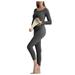 Beppter Womens Thermal Top and Leggings 2-Piece Set Long Sleeve Round Collar Underwear Set Womens Thermal Underwear Stretch Top & Pants Set