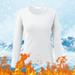 Vestitiy Thermals Underwear Tops Women O Neck Fleece Lined Thermal Thermal Underwear Slim Tops Long Sleeve Thermal Shirts Winter Tops