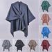 harmtty Fashion Women Winter Fall Cape Double-sided Pure Color Irregular Open Front Bat Sleeve Oversized Cardigan Decorative Casual Thick Warm Shawl Wrap Poncho Khaki