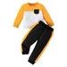 TOWED22 Baby Boys 2PCS Fall Winter Outfits Solid Color Long Sleeve Crewneck Sweatshirt Top Casual Pants Set 2Pcs Fall Winter Outfits(Yellow 4-5 Y )