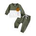 Kids Outfits Long Sleeve Print Shirt Tops and Pants 2Pcs Fall Winter Outfits