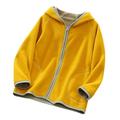 Eashery Lightweight Jacket for Boys Kids Hooded Lightweight Reversible Full Zip Shell Jacket Long Sleeve Cotton Pullover Tops Toddler Jacket (Yellow 2-3 Years)