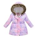 Eashery Girls Winter Jacket Print Water-Resistant Jacket Fall Winter Clothes Jackets for Girls (Watermelon Red 3-4 Years)