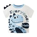 Toddler Kids Baby Boys Summer Cartoon Cute And Funny Dinosaur Short Sleeve Crewneck T Shirts Tops Tee White 100