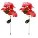 NUOLUX 2Pcs Solar Power Xmas Flower Lamp Ground Insert Light for Garden Decor Red