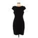 Sandra Darren Casual Dress - Sheath Crew Neck Short sleeves: Black Print Dresses - Women's Size 8