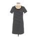 Joe Fresh Casual Dress - Shift Scoop Neck Short sleeves: Black Print Dresses - Women's Size Medium