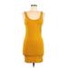 Forever 21 Casual Dress - Bodycon: Yellow Solid Dresses - Women's Size Medium