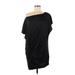 Aidan by Aidan Mattox Casual Dress - Shift One Shoulder Short sleeves: Black Print Dresses - Women's Size 8