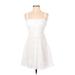 Trixxi Casual Dress - A-Line Square Sleeveless: White Print Dresses - Women's Size X-Small
