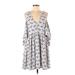 Rebecca Minkoff Casual Dress - A-Line V Neck 3/4 sleeves: Gray Dresses - Women's Size Medium